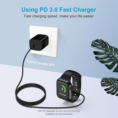 شاحن ساعة مغناطيسي USB C، شاحن لاسلكي مغناطيسي iWatch 3FT USB نوع C كابل شحن سريع بديل لسلسلة ساعات Apple 9/8/7/6/SE2/SE/5/4/3/2/1/Ultra 2/Ultra Wireless قاعدة شحن in Kuwait