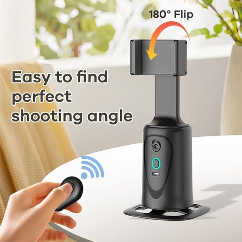 AutoFace Tracking Tripod 360° Rotating，Mobile Moving Tripod Phone Holder Camera Stand, No App Required, with Detachable Remote, Rechargeable Battery,for Live Video Recording Tiktok in Saudi Arabia