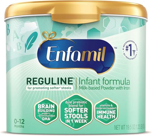 تركيبة Enfamil Reguline Baby، مصممة للبراز الناعم والمريح، مع أوميغا 3 DHA والبروبيوتيك لدعم المناعة، حوض مسحوق قابل لإعادة الاستخدام، 19.5 أونصة (عبوة من 4) in Kuwait