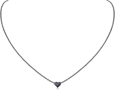 ChicSilver قلادة مخصصة من الفضة الإسترلينية عيار 925 على شكل قلب صغير/نجمة/قمر/نقطة/مثلث للنساء، فضي/ذهبي/ذهبي وردي/أسود (مع صندوق هدايا) in Kuwait