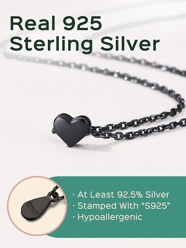 ChicSilver قلادة مخصصة من الفضة الإسترلينية عيار 925 على شكل قلب صغير/نجمة/قمر/نقطة/مثلث للنساء، فضي/ذهبي/ذهبي وردي/أسود (مع صندوق هدايا) in Kuwait