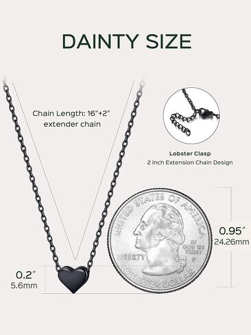 ChicSilver قلادة مخصصة من الفضة الإسترلينية عيار 925 على شكل قلب صغير/نجمة/قمر/نقطة/مثلث للنساء، فضي/ذهبي/ذهبي وردي/أسود (مع صندوق هدايا) in Kuwait
