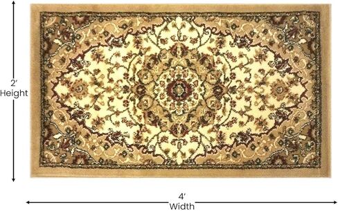 سجادة منطقة على الطراز الفارسي من مجموعة Flash Furniture Mersin - ألياف أوليفين عنابي غير قابلة للتساقط - 3 × 15 بوصة - ظهر من الجوت - للممر، المدخل، غرفة النوم، غرفة المعيشة in Kuwait