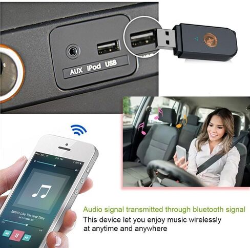 QOFOWIN USB Bluetooth Receiver Adapter, Wireless Audio Adapter Car Kit Music Receiver for Home Stereo/Car Stereo Sound System Speakers with 3.5mm Cable.(Aux in) (Yet-M1). in Kuwait