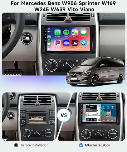 8 CORE 4+64G راديو السيارة ستيريو لمرسيدس بنز W906 Sprinter W169 W245 W639 فيتو فيانو، CarPlay اللاسلكي/Android Auto، 9 بوصة 1280 * 720P IPS شاشة تعمل باللمس Android 13 GPS WiFi Bluetooth DSP Camera in Saudi Arabia