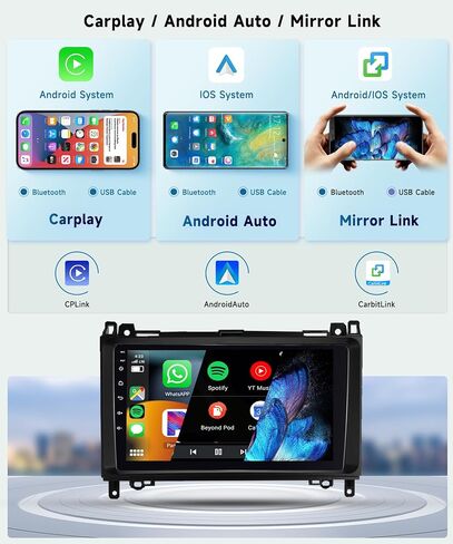 8 CORE 4+64G راديو السيارة ستيريو لمرسيدس بنز W906 Sprinter W169 W245 W639 فيتو فيانو، CarPlay اللاسلكي/Android Auto، 9 بوصة 1280 * 720P IPS شاشة تعمل باللمس Android 13 GPS WiFi Bluetooth DSP Camera in Saudi Arabia