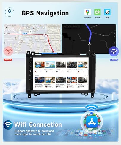 8 CORE 4+64G راديو السيارة ستيريو لمرسيدس بنز W906 Sprinter W169 W245 W639 فيتو فيانو، CarPlay اللاسلكي/Android Auto، 9 بوصة 1280 * 720P IPS شاشة تعمل باللمس Android 13 GPS WiFi Bluetooth DSP Camera in Saudi Arabia