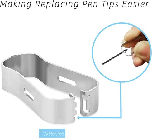 10 قطع أطراف معدنية لقلم تحديد لوحي رائع بالإضافة إلى قلم - أطراف/أطراف أقلام بديلة متينة من سبائك التيتانيوم المعدنية، مع حساسية ضغط 4096 ودعم للإمالة (10 قطع/معدن) in Kuwait