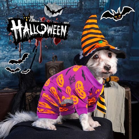 5 Pieces Dog Winter Pajamas Dog Bodysuit Puppy Pajamas Puppy Skull Ghost Jumpsuit Pumpkin Pet Costumes Doggy Bodysuit Shirt Holiday Dog Costume for Pet Puppy Dog Cat Halloween Cosplay (Small) in Kuwait