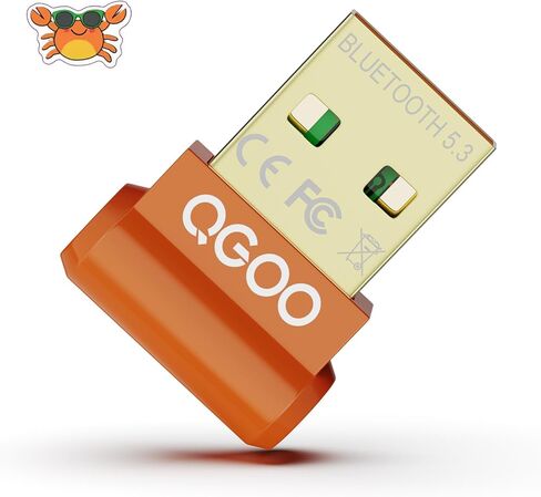 محول بلوتوث USB للكمبيوتر الشخصي - QGOO Bluetooth Dongle 5.3 EDR، مستقبل بلوتوث لاسلكي للكمبيوتر المكتبي والكمبيوتر المحمول بلوتوث Windows 8.1/10/11 (برتقالي-154) in Saudi Arabia