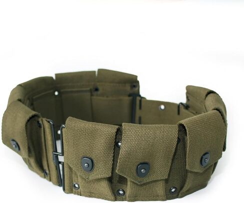 (Pack of 2) M1 Garand 10 Pocket Canvas Ammunition Belt WWII Springfield Bandolier (OD Green) in Saudi Arabia