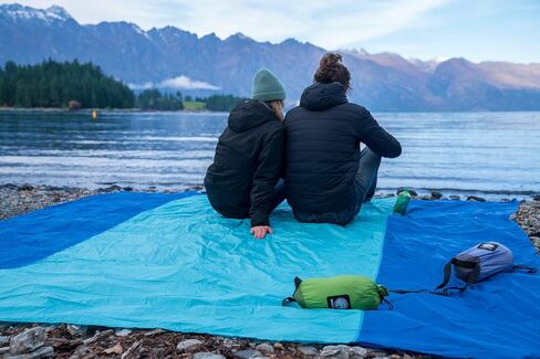 WEKAPO Beach Blanket Sandproof Waterproof, Extra Large Beach Mat, Oversized & Compact Sand Free, Quick Drying Beach Essentials for Vacation, Cruise, Picnic & Camping with Stakes in Kuwait