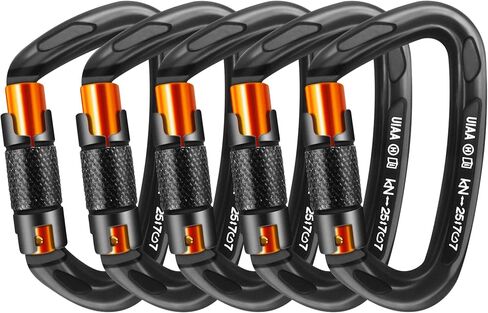 Climbing Carabiner Clips 25kN Auto Locking Carabiner, Professional Heavy Duty Large Locking Carabiner Clips for Rock/Ice Climbing Rappelling Rescue Swing etc, D Shaped, Large Size in Kuwait