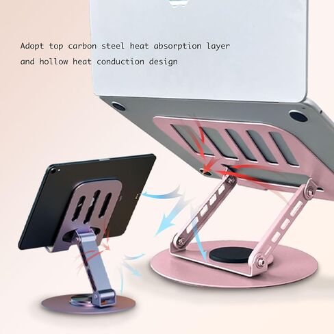 360° Rotating Adjustable Laptop Stand&Metal Phone Holder Perfect for Work,Painting,Office,Travel,Home,Fits MacBook & Laptops up to13-17",Dual Rotary Shaft,Folding Design-Purple& Pink in Saudi Arabia