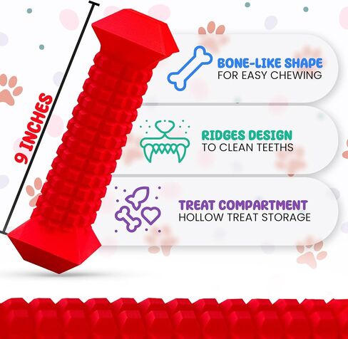 Dog Chew Toys for Aggressive Chewers – Tough Chew Toys for Dogs with Treat Dispenser – Indestructible Rubber Dog Toy for Teeth Cleaning – Chew Bones for Large Dogs in Saudi Arabia