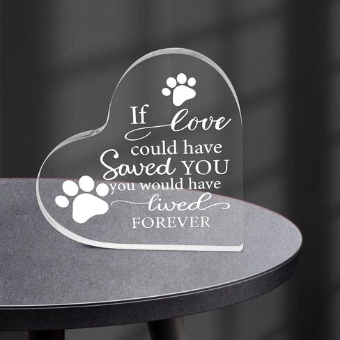 Pet Memorial Gift Sympathy Gifts for Loss of Dog Cat Crystal Acrylic Heart Decor Bereavement Remembrance Sign Plaque Condolence for Loss of Loved One Table Desk Shelf in Saudi Arabia