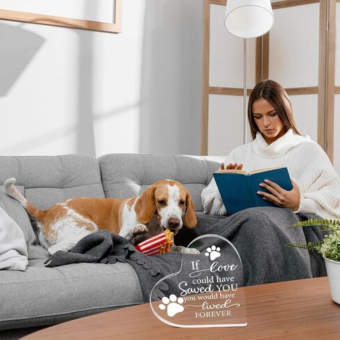 Pet Memorial Gift Sympathy Gifts for Loss of Dog Cat Crystal Acrylic Heart Decor Bereavement Remembrance Sign Plaque Condolence for Loss of Loved One Table Desk Shelf in Saudi Arabia