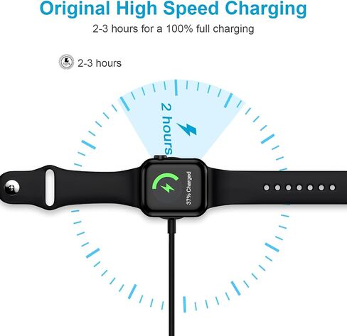 شاحن لاسلكي لشاحن ساعة Apple، قاعدة شحن مغناطيسية 3FT سريع iWatch كابل شحن لاسلكي محمول مع محول QC3.0 متوافق مع Apple Watch Series 9/8/7/6/5/4/3/2/SE2/SE/Ultra 2 in Kuwait