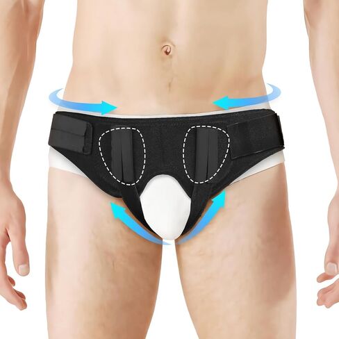 Inguinal Hernia Belt for Women & Men | Adjustable Groin Straps | Customizable Fit with 4 Removable Pads for Single & Double Support | Comfortable Truss for Before or After Surgery| One Size Fits Most in Saudi Arabia