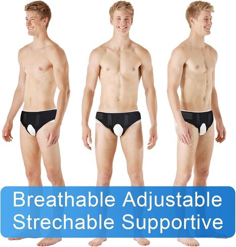 Inguinal Hernia Belt for Women & Men | Adjustable Groin Straps | Customizable Fit with 4 Removable Pads for Single & Double Support | Comfortable Truss for Before or After Surgery| One Size Fits Most in Saudi Arabia