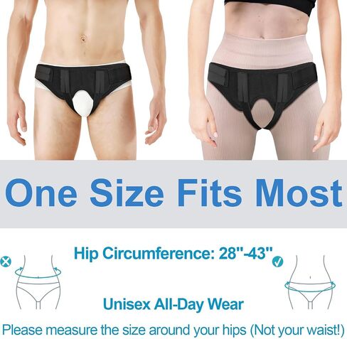 Inguinal Hernia Belt for Women & Men | Adjustable Groin Straps | Customizable Fit with 4 Removable Pads for Single & Double Support | Comfortable Truss for Before or After Surgery| One Size Fits Most in Saudi Arabia