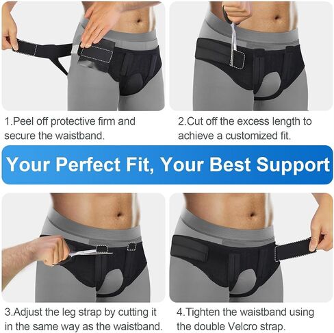 Inguinal Hernia Belt for Women & Men | Adjustable Groin Straps | Customizable Fit with 4 Removable Pads for Single & Double Support | Comfortable Truss for Before or After Surgery| One Size Fits Most in Saudi Arabia