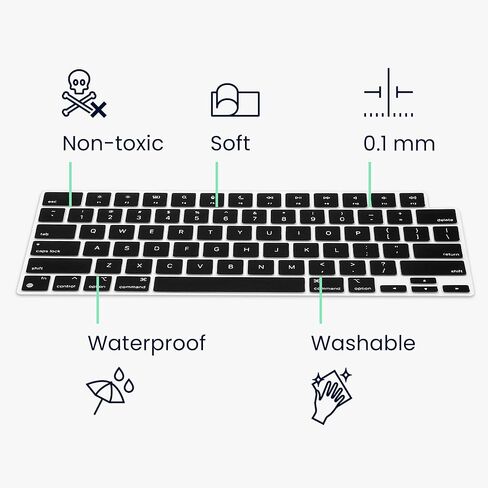 غطاء لوحة المفاتيح kwmobile متوافق مع Apple MacBook Pro 16" (2021) A2485 - غطاء لوحة المفاتيح باللغة الإنجليزية الأمريكية QWERTY - أسود in Kuwait