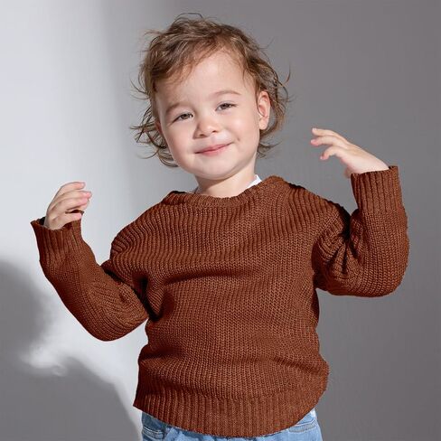 PATPAT Baby Girls Boys Sweater Infant Toddler Knitted Pullover Top Warm Solid Long Sleeve Clothes in Saudi Arabia