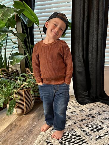 PATPAT Baby Girls Boys Sweater Infant Toddler Knitted Pullover Top Warm Solid Long Sleeve Clothes in Saudi Arabia