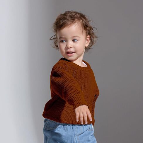 PATPAT Baby Girls Boys Sweater Infant Toddler Knitted Pullover Top Warm Solid Long Sleeve Clothes in Saudi Arabia