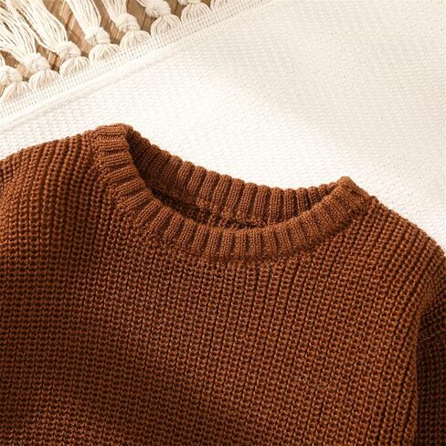 PATPAT Baby Girls Boys Sweater Infant Toddler Knitted Pullover Top Warm Solid Long Sleeve Clothes in Saudi Arabia
