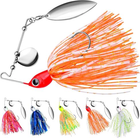 Spinnerbait Fishing Lure, Hard Metal Jig Spinner Baits Kits Swimbait for Bass Trout Pike Salmon Walleye Freshwater Saltwater 5pcs/Pack in Saudi Arabia