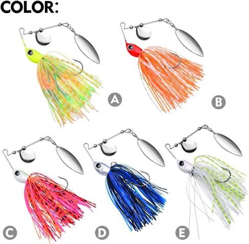 Spinnerbait Fishing Lure, Hard Metal Jig Spinner Baits Kits Swimbait for Bass Trout Pike Salmon Walleye Freshwater Saltwater 5pcs/Pack in Saudi Arabia