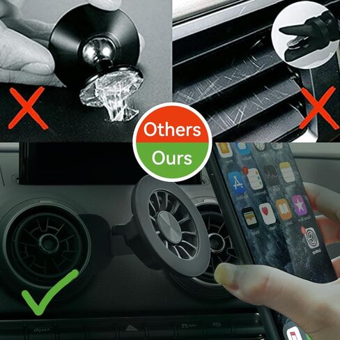 BEERTE Fits MagSafe Car Mount Fit for Audi A3 2014-2020 [مغناطيس مطور] حامل هاتف مغناطيسي لفتحة تهوية السيارة بدون استخدام اليدين مناسب لهاتف iPhone 15 14 13 12 Series MagSafe Case جميع الهواتف in Saudi Arabia