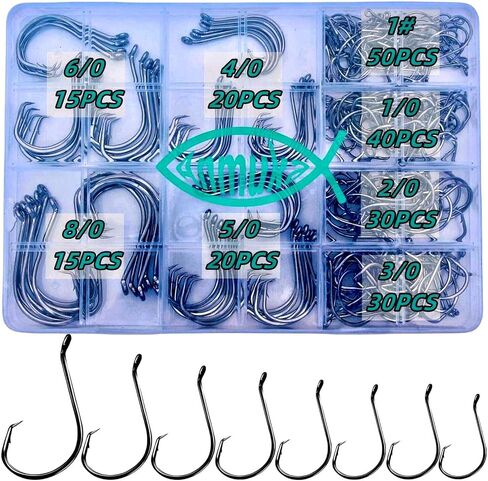 Circle Hooks Fishing Hooks 2X Strong 170PCS/Box|220PCS/Box Octopus Catfish Fish Bulk Fishing Hooks Set Saltwater Freshwater Gear Equipment#1 1/0 2/0 3/0 4/0 5/0 6/0 8/0 10/0 in Kuwait