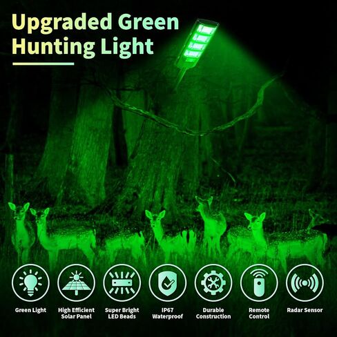 Hog Lights for Night Hunting - 12000LM Green Hunting Light, Solar Powered with Remote Control, Waterproof and Motion Activated Feeder Green Light for Hunting Hogs Deer Coyote Varmint in Saudi Arabia