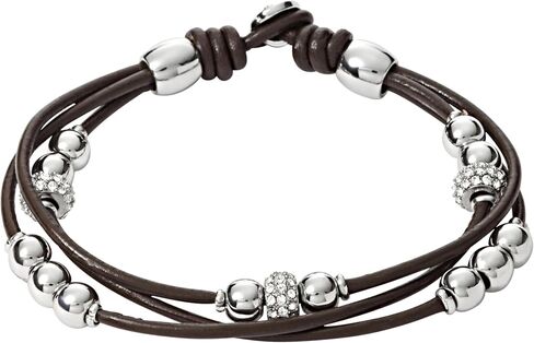 Fossil Women's Stainless Steel and Genuine Leather Bracelet for Women in Kuwait