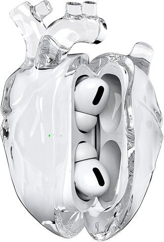 حافظة واقية أصلية على شكل قلب متوافقة مع AirPods Pro الجيل الثاني، غطاء شفاف من السيليكون السائل لـ Airpods pro مع حماية كاملة ضد السقوط، تتضمن خطافًا معدنيًا متينًا in Saudi Arabia