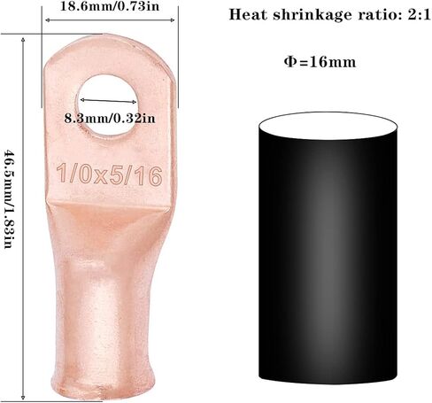 حامل فيوز Tnisesm ANL، قطعتان من الصمامات 300 أمبير، 4 قطع 1/0 AWG كابل طرفي طرفي 5/16 بوصة، 4 قطع أنبوب قابل للانكماش بالحرارة بقطر 14 مم متوافق مع مضخم صوت السيارة in Kuwait