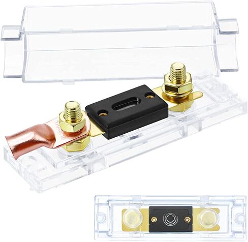 حامل فيوز Tnisesm ANL، قطعتان من الصمامات 300 أمبير، 4 قطع 1/0 AWG كابل طرفي طرفي 5/16 بوصة، 4 قطع أنبوب قابل للانكماش بالحرارة بقطر 14 مم متوافق مع مضخم صوت السيارة in Kuwait