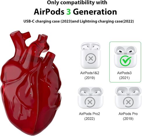 حافظة واقية أصلية على شكل قلب متوافقة مع AirPods Pro الجيل الثاني، غطاء شفاف من السيليكون السائل لـ Airpods pro مع حماية كاملة ضد السقوط، تتضمن خطافًا معدنيًا متينًا in Saudi Arabia
