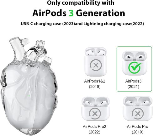 حافظة واقية أصلية على شكل قلب متوافقة مع AirPods Pro الجيل الثاني، غطاء شفاف من السيليكون السائل لـ Airpods pro مع حماية كاملة ضد السقوط، تتضمن خطافًا معدنيًا متينًا in Saudi Arabia
