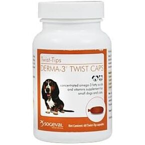 Derma-3 Twist Caps For Small Dogs and Cats, 60 Capsules by Sogeval Laboratories