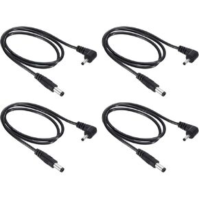 PATIKIL 1Ft DC 5.5mm x 2.1mm to 3.5mm x 1.35mm Power Extension Cable, 2 Pcs Wire Adapter 90 Degree Right Angle Cord for Router Surveillance Camera, Black