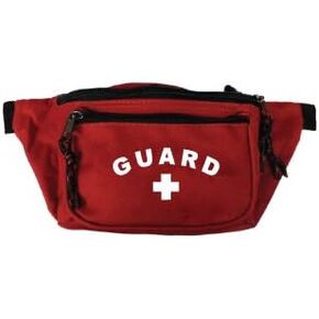 RISE Aquatics Lifeguard Fanny Pack Hip Pack - Black, 4 Zipper, 3 Pocket, 48" Extended, Nylon Strap