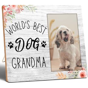 Dog Picture Frame, Dog Grandma Gifts, ‘World’s Best Dog Grandma’, Favors for Dog Day, Dog Birthday, 4x6 Picture Frame, Wall Mount & Table Top, Dog stuff, Dog Frame, Memorial Gifts, Dog Supplies. (011)