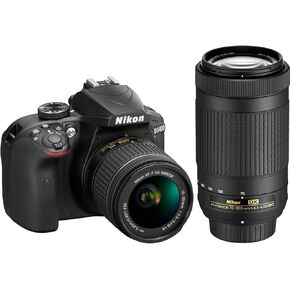 Nikon D3400 24.2MP DSLR Camera with AF-P 18-55 VR and 70-300m Lenses (1573B) - (Renewed)