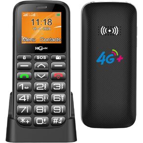 4G-LTE Unlocked Cell Phones for Seniors, Big Button Cell Phones for Elderly, Basic Mobile Phone with SOS Button,Type-C with Charging Dock,Large Capacity Battery,Dual-SIM,FM., Black