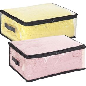 Fixwal 4pcs Clear Storage Bags, Sweater Storage Bags Bed Sheet Organizer Foldable Plastic Vinyl Storage Bags Totes for Clothes, Blankets with Zipper for Closet (35l, 9.5 Gallons)