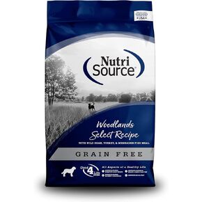 NutriSource Woodland Select Grain Free Dry Dog Food, Boar, Turkey and Menhaden Fish Meal, 26LB